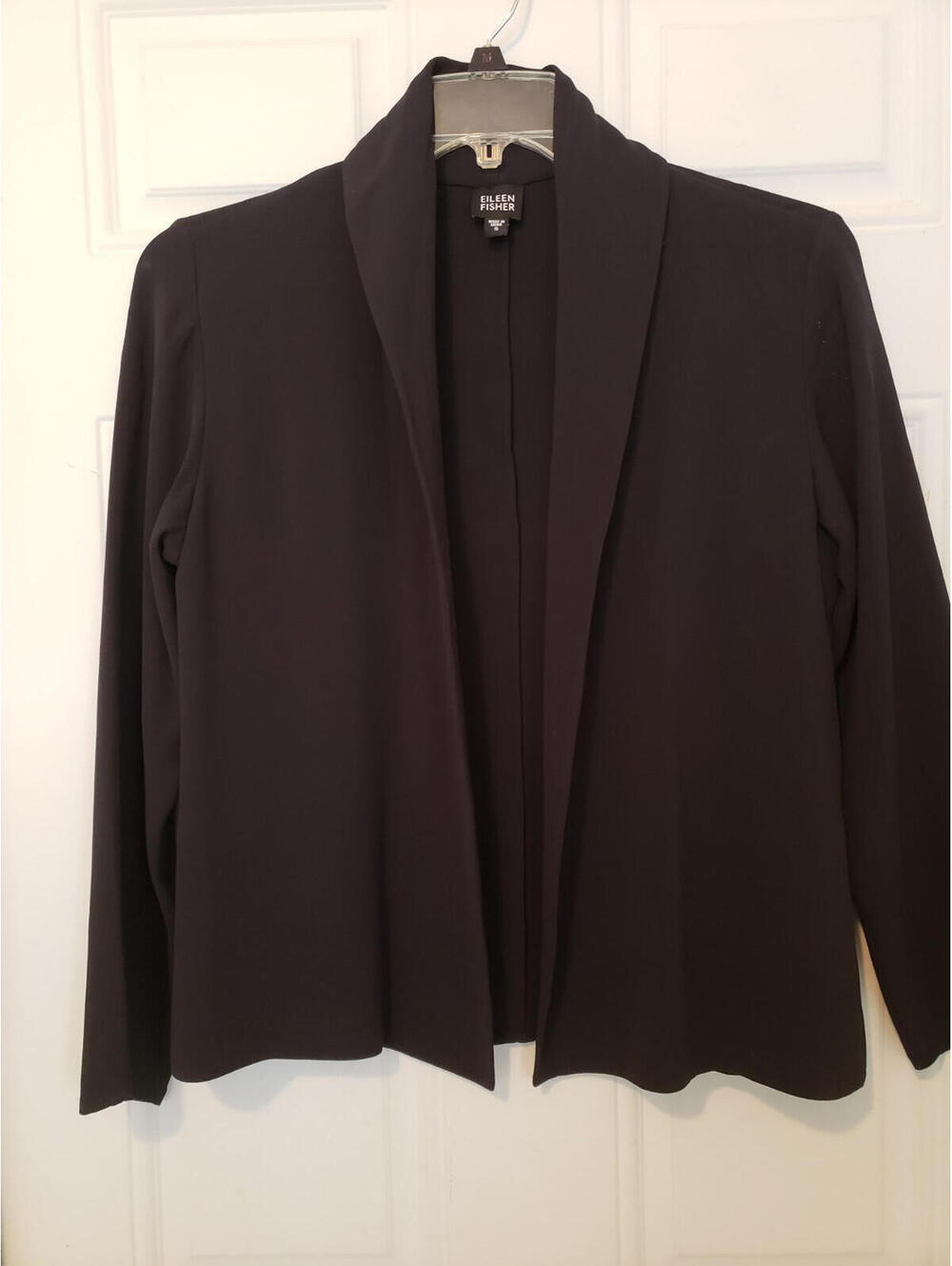 Eileen Fisher Silk Jersey Jacket  Georgette Crepe black Blazer  top Size S